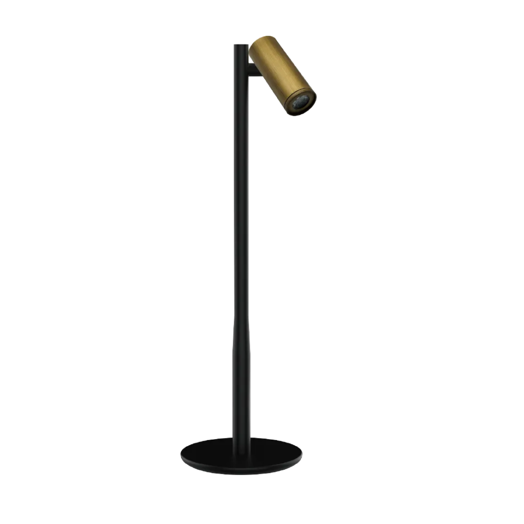 Black stanchion with a gold-colored top rail, used as a queue barrier or crowd control post.