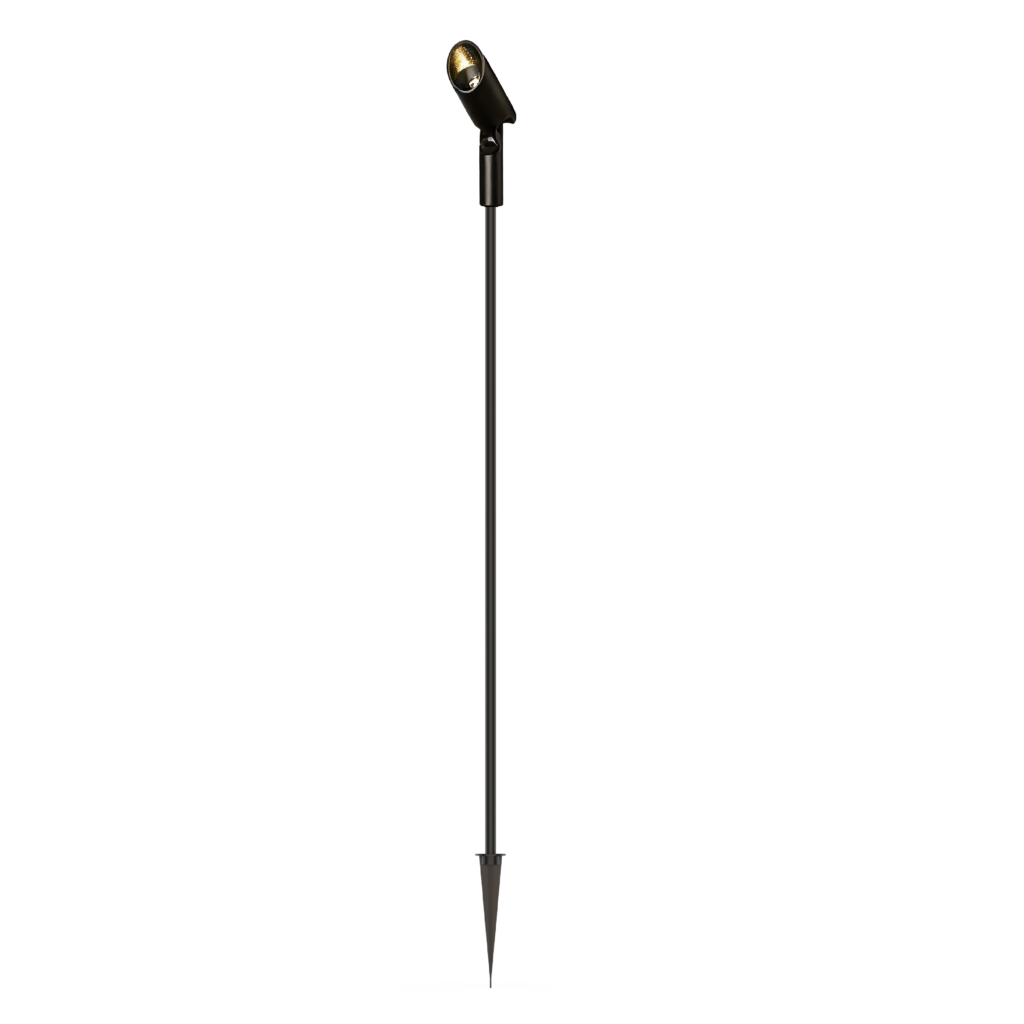 Black gooseneck microphone on a tall stand against a solid black background, ready for speech or recording.