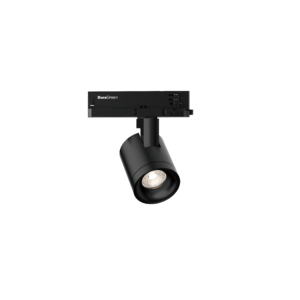 Black DuraGreen ceiling-mounted adjustable track light with a single spotlight.