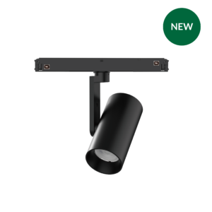 New product: black adjustable monitor arm with a long horizontal mounting bar and central joint, a green circular NEW badge in the upper-right corner.