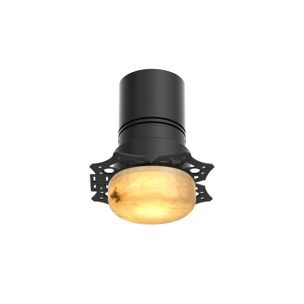 Rocket engine nozzle and cylindrical section with an orange-hot glow at the base against a black background.