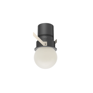 Industrial-style pendant light with a black cylindrical housing and beige diagonal braces around a frosted glass bulb.