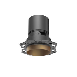 1pro-06 | DuraGreen 3D-rendered metal cylinder with a copper-lined bore and a perforated flange, shown against a black background (industrial mechanical component).