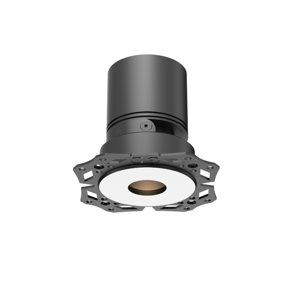 Exploded 3D rendering of a gray cylindrical tube above a circular flange with bolt holes, on a black background.