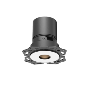 1pro-09 | DuraGreen Exploded 3D rendering of a gray cylindrical tube above a circular flange with bolt holes, on a black background.